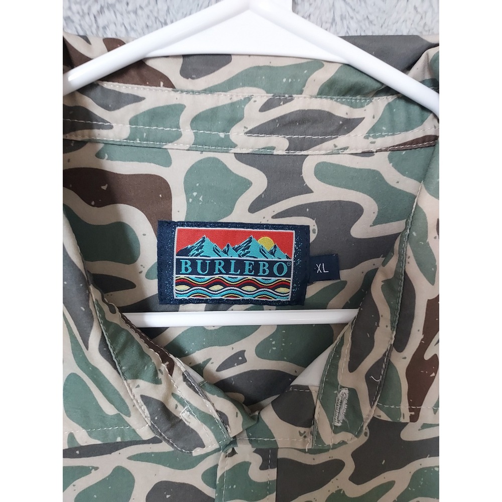 Burlebo Shirt Mens XL Duck Camo Performance Button Down Green Outdoor Hiking - Picture 3 of 10